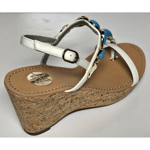 PRIMADONNA COLLECTION WOMEN SANDALS Gold  & Turquoise Beading NEW - Picture 7 of 12
